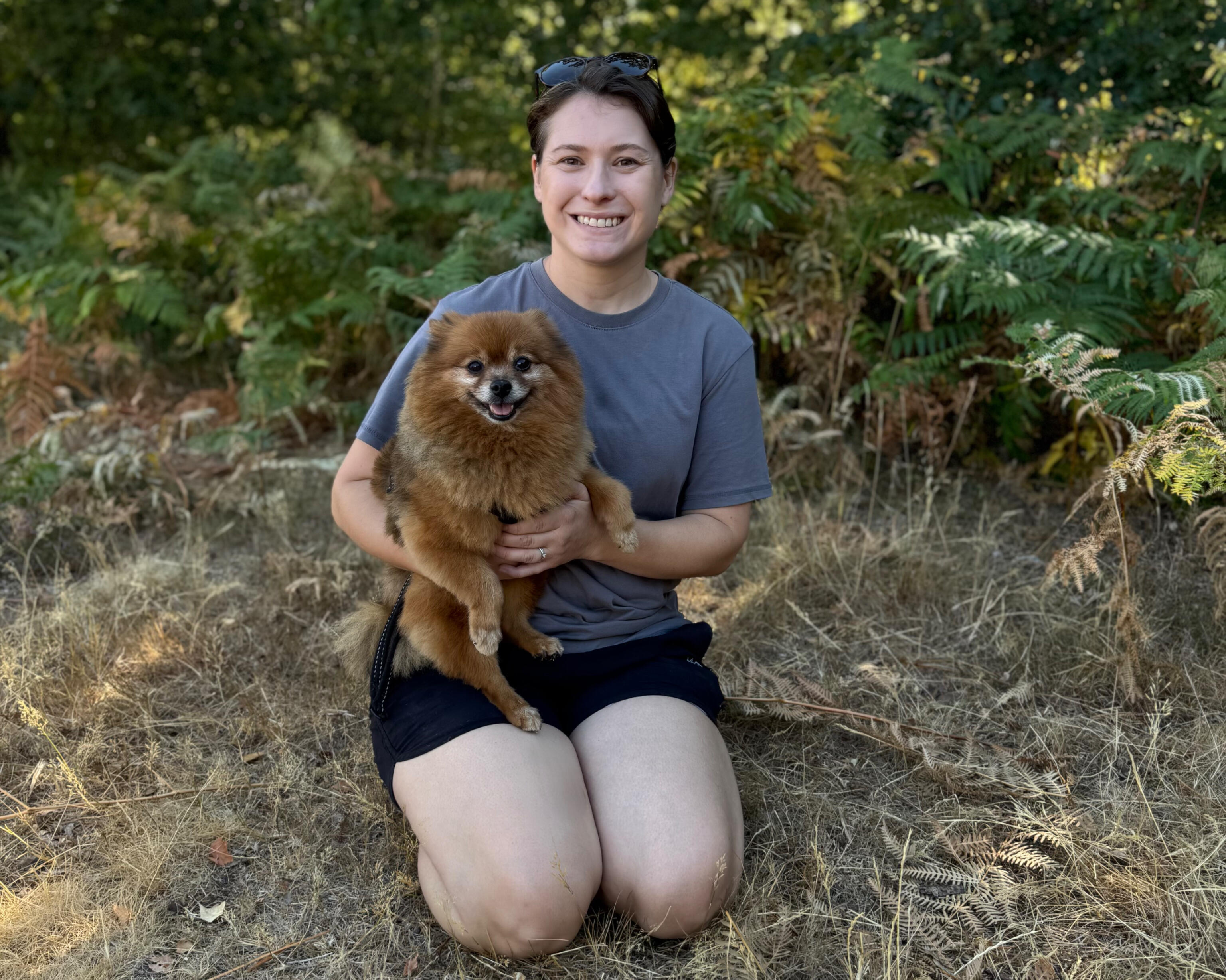 GeoPaws secure-field dog walker with dogs in Camberley & Frimley